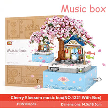 Load image into Gallery viewer, Mini Building small particles block children's toys with sound cherry blossom music box model gift music box female