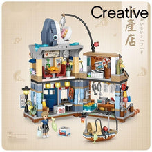 Load image into Gallery viewer, Building blocks Japanese-style street view izakaya aquatic product store mini small particles assembled toy puzzle girl boy