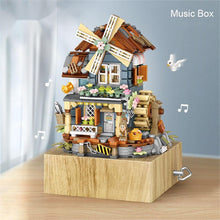 Load image into Gallery viewer, Classical windmill house music box music box small particles assembled building blocks toy national tide puzzle model
