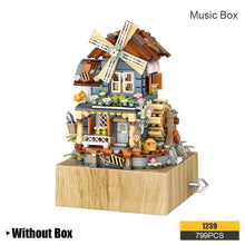 Load image into Gallery viewer, Classical windmill house music box music box small particles assembled building blocks toy national tide puzzle model