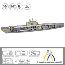 Load image into Gallery viewer, 3D Metal Puzzles DIY Submarine Model Building Kits for Teens Best Gifts Brain Teaser