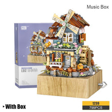 Load image into Gallery viewer, Classical windmill house music box music box small particles assembled building blocks toy national tide puzzle model