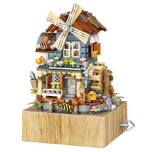 Load image into Gallery viewer, Classical windmill house music box music box small particles assembled building blocks toy national tide puzzle model