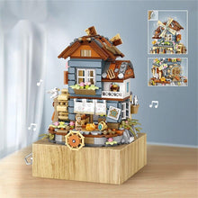 Load image into Gallery viewer, Classical windmill house music box music box small particles assembled building blocks toy national tide puzzle model
