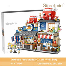 Load image into Gallery viewer, Mini Building Blocks Japanese Mini Street View folding food street Octopus barbecue ice shop assembly building block toys
