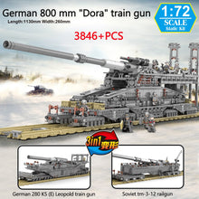 Load image into Gallery viewer, 3846+PCS German 800MM ‘Dora’ Train Gun Military Artillery Building Blocks Boy Assembled Toys Parent-child Model Tank Series
