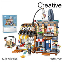 Load image into Gallery viewer, Building blocks Japanese-style street view izakaya aquatic product store mini small particles assembled toy puzzle girl boy
