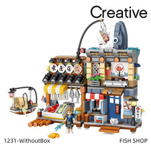 Load image into Gallery viewer, Building blocks Japanese-style street view izakaya aquatic product store mini small particles assembled toy puzzle girl boy
